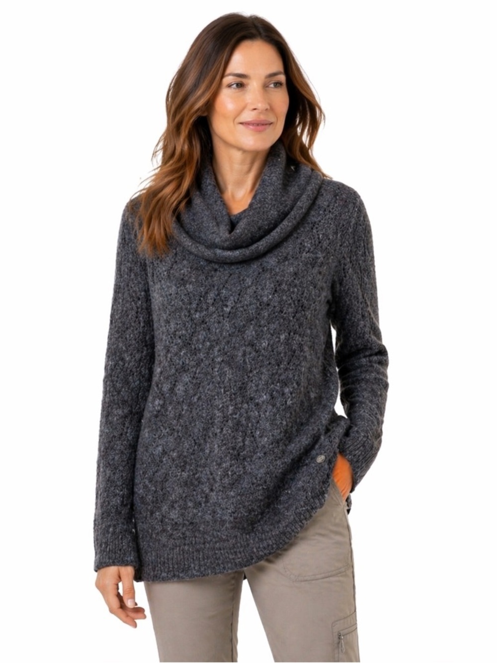 Royal Robbins Sierra II Pullover Sweater Gray Cowl Neck Outdoor Cabincore Large